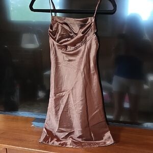 SHEIN Chocolate Brown Satin Dress